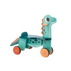 Jouet-Premier âge-Bascules, chariots de marche, trotteurs et porteurs-Porteur bébé en bois JANOD - Dinosaure Portosaurus - Roues silencieuses - Dès 12 mois