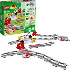 Jouet-Jeux d'imagination-LEGO® DUPLO Town Les Rails du Train Jeu de Construction - Circuit avec Brique d'Action Rouge
