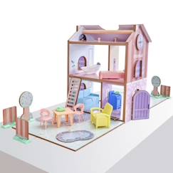 Jouet-Poupons et poupées-KidKraft - Maison de poupées Play & Store Cottage en bois avec 36 accessoires inclus