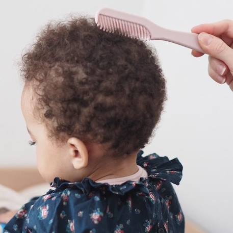 BÉABA, Peigne + brosse à cheveux, bébé/enfant, Système de rangement du peigne intégré au dos de la brosse, Old Pink ROSE 2 - vertbaudet enfant 