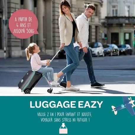 Valise cabine BÉABA Luggage Eazy avec assise de voyage - Bleu - Mixte - 4 ans - 4 roues BLEU 2 - vertbaudet enfant 