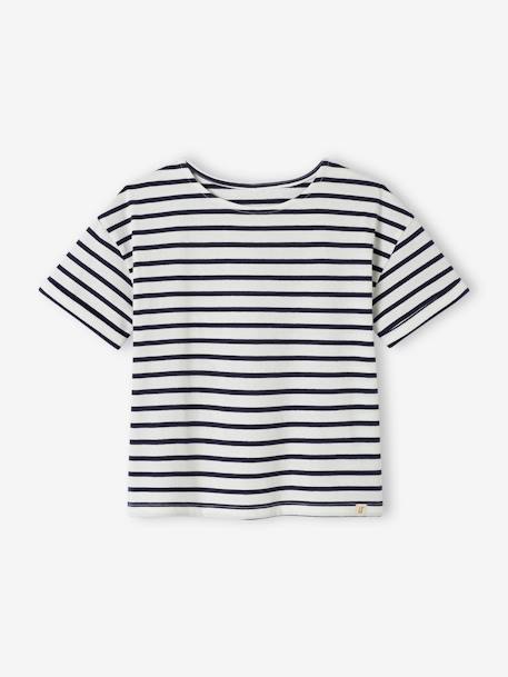 Fille-Tee-shirt marinière personnalisable fille manches courtes