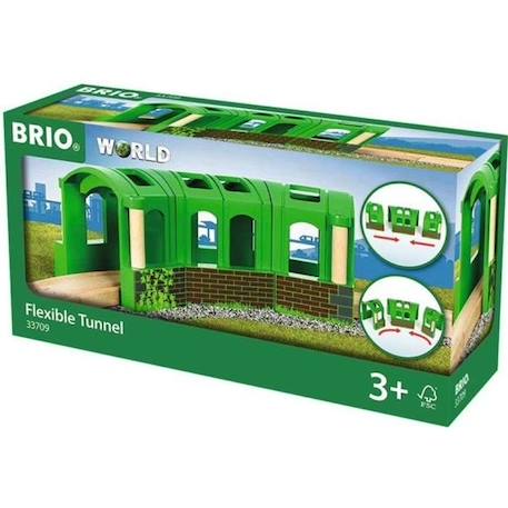 Brio - 33709 - Tunnel Modulable - 2 possibilités : tout droit ou courbé - Accessoire circuit de train en bois - A partir de 3 ans VERT 1 - vertbaudet enfant 