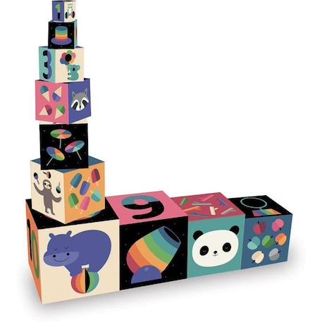 Cubes Gigognes Vilac - Andy Westface - 10 cubes illustrés avec animaux de cirque et objets associés - Dès 2 ans ROSE 1 - vertbaudet enfant 