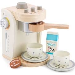 Jouet-Jeux d'imitation-Cuisines et dinette-Jouet - NEW CLASSIC TOYS - Ensemble machine à café - Blanc - Bois - 3 ans et plus