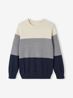 -Pull colorblock garçon maille fantaisie