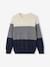 Pull colorblock garçon maille fantaisie bleu nuit+vert d'eau 1 - vertbaudet enfant 