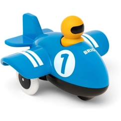 Jouet-Premier âge-Jouet en bois BRIO - Avion Push & Go - Bleu - Pour enfant de 12 mois et plus