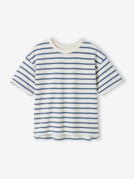 Tee-shirt rayé mixte personnalisable enfant manches courtes rayé bleu 1 - vertbaudet enfant 