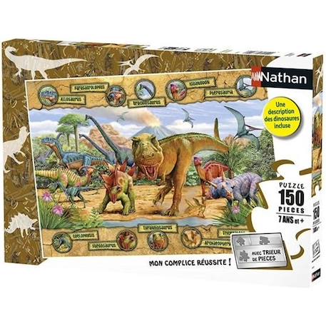 Puzzle 150 p - Les espèces de dinosaures - NATHAN - Mixte - Animaux - A partir de 6 ans BEIGE 1 - vertbaudet enfant 