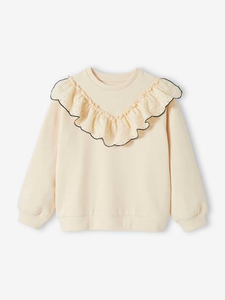 Fille-Sweat avec volant en broderie anglaise fille