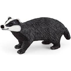 -Figurine - SCHLEICH - Blaireau - Animal nocturne de la famille des mustélidés - Pelage noir et blanc