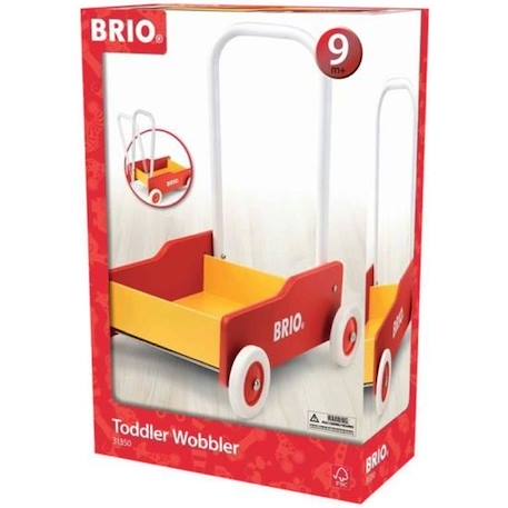 Chariot de marche en bois avec frein - BRIO - Rouge et Jaune - Mixte - A partir de 9 mois ROUGE 1 - vertbaudet enfant 