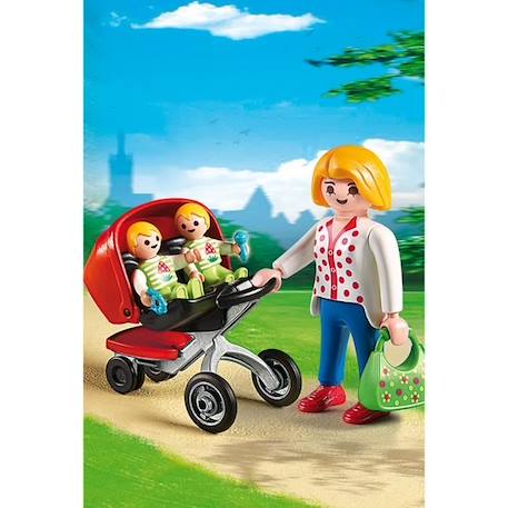 PLAYMOBIL - City Life - Maman avec Jumeaux et Landau - Mixte - A partir de 4 ans BLEU 2 - vertbaudet enfant 