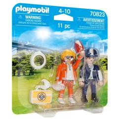 Jouet-Jeux d'imagination-Figurines, mini mondes, héros et animaux-PLAYMOBIL - 70823 - Playmobil Duo - Secouriste et policière