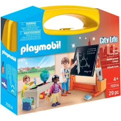 Jouet-Jeux d'imagination-PLAYMOBIL - 70314 - Valisette école - Enfant - Mixte - Bleu - 4 ans - Playmobil City Life - Plastique