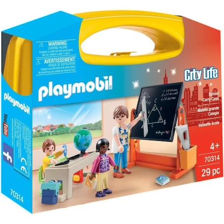 PLAYMOBIL - 70314 - Valisette école - Enfant - Mixte - Bleu - 4 ans - Playmobil City Life - Plastique ORANGE 1 - vertbaudet enfant 
