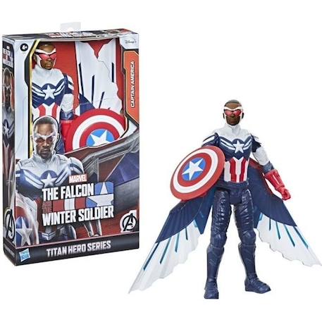 MARVEL AVENGERS - Titan Hero Series - Figurine Captain America de 30 cm avec des ailes - pour enfants à partir de 4 ans BLEU 1 - vertbaudet enfant 