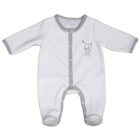 Pyjama bébé en velours à   manches longues BLANC 1 - vertbaudet enfant 