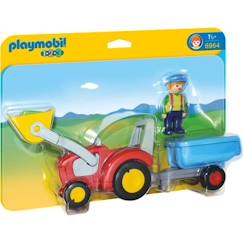Jouet-Jeux d'imagination-PLAYMOBIL - 6964 - PLAYMOBIL 1.2.3 - Fermier avec tracteur et remorque