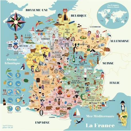 Puzzle Carte de France magnétique VILAC - Voyage et cartes - Mixte - 5 ans et plus - Moins de 100 pièces JAUNE 1 - vertbaudet enfant 