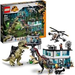 Jouet-LEGO® 76949 Jurassic World L’Attaque du Giganotosaurus et du Therizinosaurus, Hélicoptère et Figurine de Dinosaure