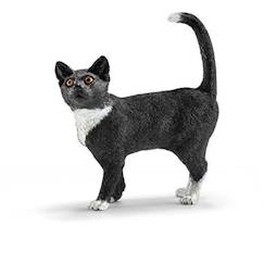 -Figurine Schleich - Chat Debout - Animal de la Ferme - Noir et Blanc - 3 ans et plus