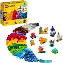 Jouet-Jeux d'imagination-LEGO® 4+ Classic 11013 Briques transparentes créatives, Jeu de construction en briques incluant des animaux pour enfants