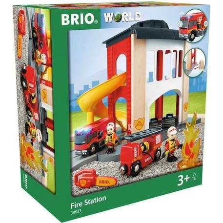 BRIO - Caserne de Pompiers en Bois avec Accessoires et Véhicules de Pompiers pour Enfants à partir de 3 ans ROUGE 1 - vertbaudet enfant 