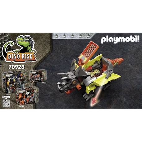 Playmobil - 70928 - Dino Rise - Robot-Dino de Combat - Avec 2 personnages et accessoires JAUNE 3 - vertbaudet enfant 