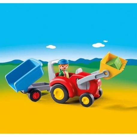 PLAYMOBIL - 6964 - PLAYMOBIL 1.2.3 - Fermier avec tracteur et remorque JAUNE 3 - vertbaudet enfant 