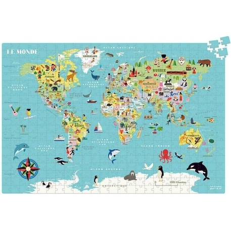 Puzzle 500 pièces - VILAC - Carte du monde - Voyage et cartes - Jaune - Enfant JAUNE 1 - vertbaudet enfant 