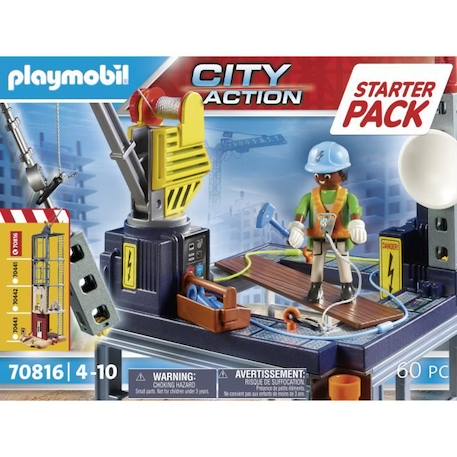 PLAYMOBIL - 70816 - City Action La Construction - Starter Pack - Plateforme de construction BLEU 2 - vertbaudet enfant 