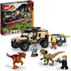 Jouet-LEGO® 76951 Jurassic World Le Transport du Pyroraptor et du Dilophosaurus, Dinosaures avec Buggy Tout-Terrain, dès 7 Ans