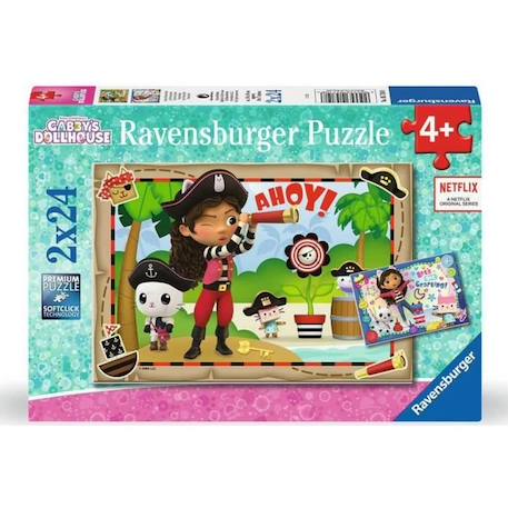 Puzzles 2 x 24 pièces : La fête des pirates, Gabby's Dollhouse BLANC 1 - vertbaudet enfant 