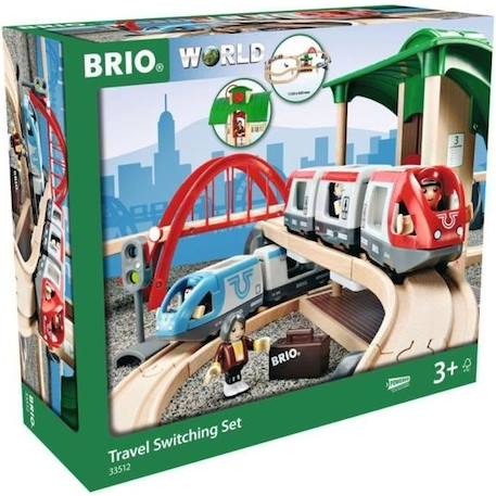 Brio World Circuit Plateforme Voyageurs - Coffret complet 42 pièces - Circuit de train en bois - Ravensburger - Dès 3 ans - 33512 MARRON 1 - vertbaudet enfant 
