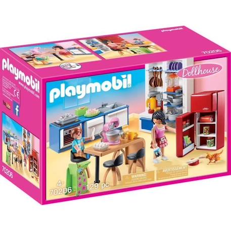 PLAYMOBIL - 70206 - Dollhouse La Maison Traditionnelle - Cuisine familiale - 129 pièces - Mixte - Plastique ROSE 1 - vertbaudet enfant 