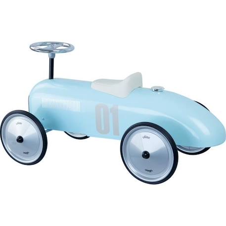 Porteur voiture de course en métal - Vilac - Vintage bleu tendre - Pour enfant dès 18 mois BLEU 2 - vertbaudet enfant 