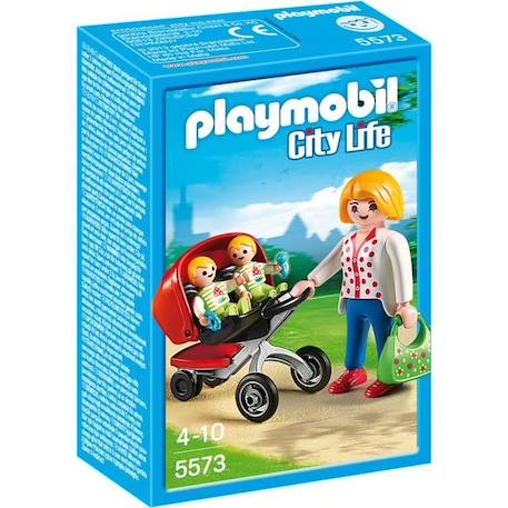 PLAYMOBIL - City Life - Maman avec Jumeaux et Landau - Mixte - A partir de 4 ans BLEU 1 - vertbaudet enfant 