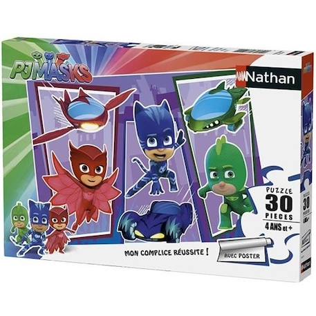 Puzzle Les Pyjamasques 30 pièces avec poster - Nathan - Enfant dès 4 ans VIOLET 1 - vertbaudet enfant 