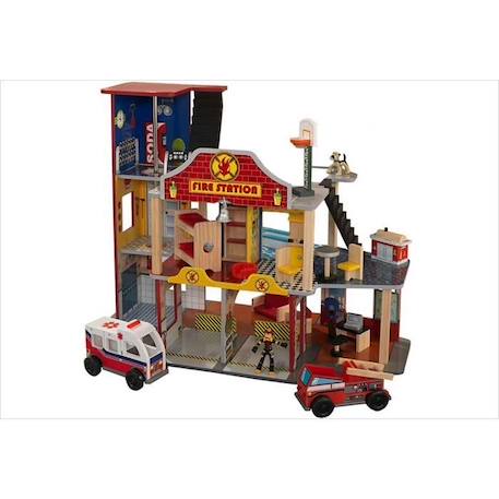 Caserne de pompiers en bois KidKraft - Deluxe - Mixte - 27 pièces BLEU 1 - vertbaudet enfant 