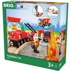Brio World Circuit Action Pompier  - Coffret complet 18 pièces - Circuit de train en bois - Ravensburger - Mixte dès 3 ans - 33815  - vertbaudet enfant