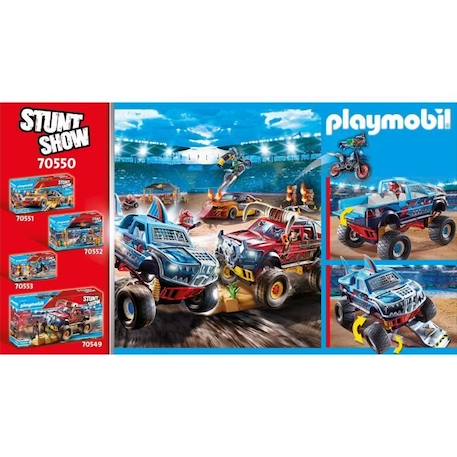 PLAYMOBIL - 70550 - Stuntshow Monster truck de cascade Requin - Jouet pour enfant de 3 ans et plus BLEU 3 - vertbaudet enfant 