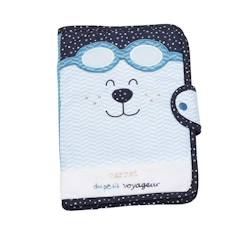 -Protege Carnet De Sante en coton Bleu