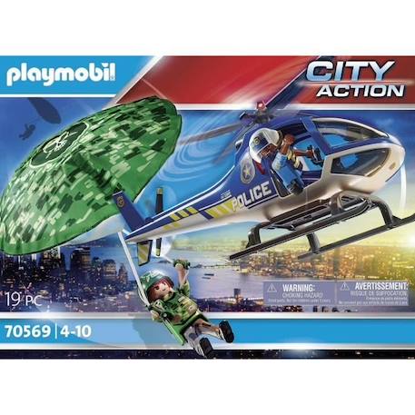 PLAYMOBIL - 70569 - City Action - Hélicoptère de police et parachutiste BLEU 3 - vertbaudet enfant 