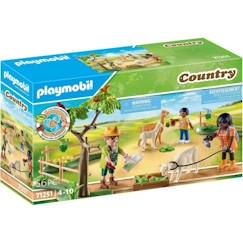 Jouet-Jeux d'imagination-Figurines, mini mondes, héros et animaux-PLAYMOBIL - 71251 - Country La Ferme - Enclos à alpagas et randonneurs