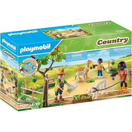 PLAYMOBIL - 71251 - Country La Ferme - Enclos à alpagas et randonneurs BLEU 1 - vertbaudet enfant 