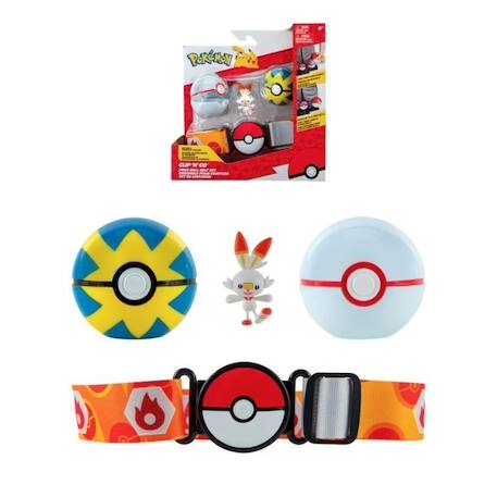 Ceinture Clip 'N' Go BANDAI - Pokémon - Flambino - 1 Quick Ball, 1 Premier Ball et 1 figurine 5 cm BLANC 2 - vertbaudet enfant 