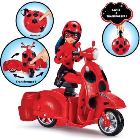 Scooter Miraculous Switch'n go + poupée articulée Ladybug Lucky Charm BANDAI 26 cm - P50668 ROUGE 1 - vertbaudet enfant 
