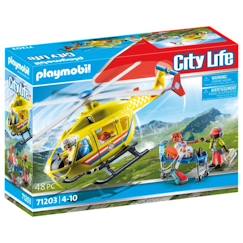 Jouet-Jeux d'imagination-PLAYMOBIL - 71203 - City Action Les Secouristes - Hélicoptère de secours - Figurine - Bleu - Allemagne